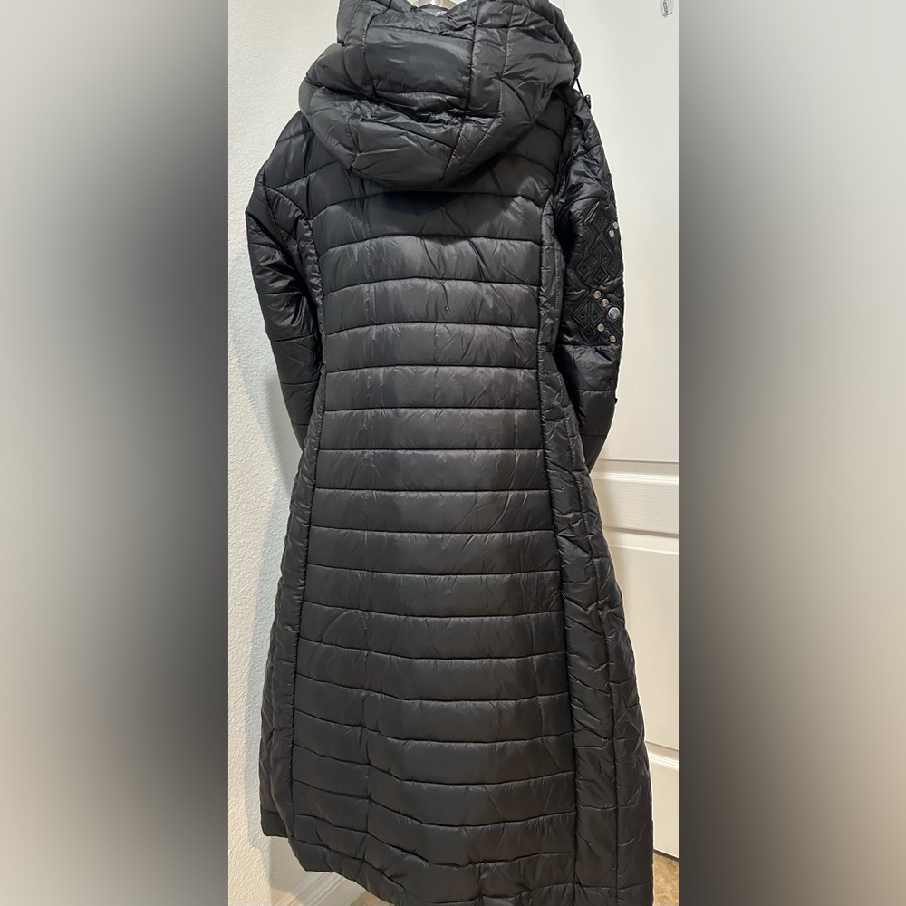 Johnny Was Black Sano Ski Zip Front Hooded Long Puffer Coat - Picture 9 of 10